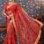 Red floral printed organza sarees