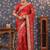 Red floral printed organza sarees