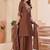 Embroidered chanderi anarkali kurta with pant & dupatta set for women