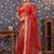 Red floral printed organza sarees