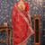 Red floral printed organza sarees