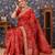 Red floral printed organza sarees