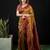 Mustard satin woven saree with blouse