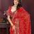 Red bahdhani printed embroidered georgette saree with unstitched blouse