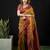 Mustard satin woven saree with blouse