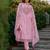 Pink embroidered pure cotton kurta trouser dupatta set