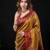 Mustard satin woven saree with blouse