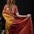 Mustard satin woven saree with blouse