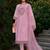 Pink embroidered pure cotton kurta trouser dupatta set