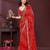 Red bahdhani printed embroidered georgette saree with unstitched blouse