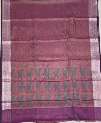 Megenta katan silk woven saree with blouse 5