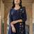 Blue printed pure cotton kurta trouser dupatta set