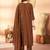 Embroidered silk kurta with pant & dupatta set for women
