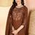 Embroidered silk kurta with pant & dupatta set for women