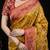 Lemon satin woven saree with blouse