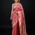Pink satin woven saree with blouse