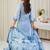Blue printed pure cotton kurta trouser dupatta set