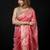 Pink satin woven saree with blouse