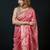 Pink satin woven saree with blouse