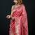 Pink satin woven saree with blouse