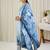 Blue printed pure cotton kurta trouser dupatta set