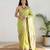Pista green silk blend woven saree with blouse