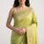 Pista green silk blend woven saree with blouse