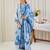 Blue printed pure cotton kurta trouser dupatta set