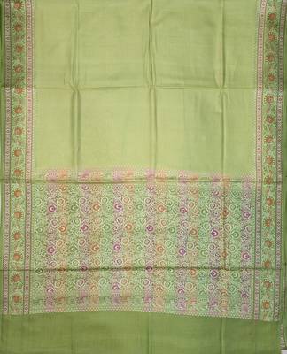 Pista green silk blend woven saree with blouse 5