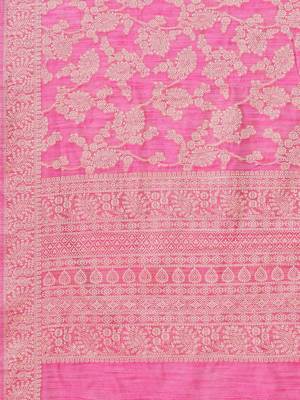 Pink woven design muga saree with blouse piece 5