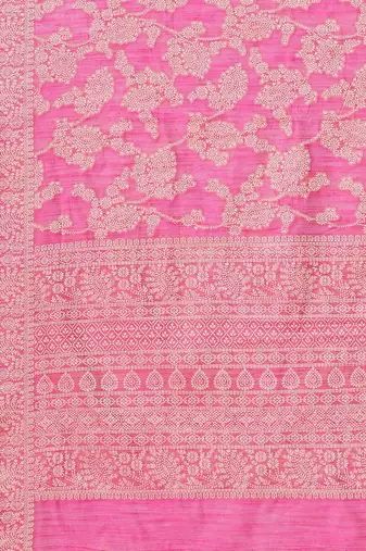 Pink woven design muga saree with blouse piece