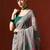 Grey woven design chanderi sarees with blouse piece