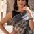 Black blended cotton woven saree with blouse