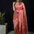 Pink satin woven saree with blouse
