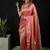 Pink satin woven saree with blouse