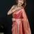 Pink satin woven saree with blouse