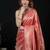 Pink satin woven saree with blouse