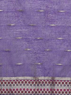 Pink woven design chanderi sarees with blouse piece 5