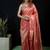 Pink satin woven saree with blouse
