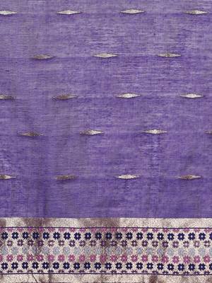 Purple woven design chanderi sarees with blouse piece 5