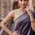 Navy blue katan silk woven saree with blouse