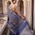 Navy blue katan silk woven saree with blouse