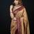 Beige satin woven saree with blouse