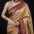 Beige satin woven saree with blouse