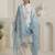 Off white embroidered pure cotton kurta trouser dupatta set