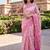 Pink-cream blended cotton woven saree with blouse