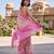 Pink-cream blended cotton woven saree with blouse