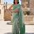 Green blended cotton woven saree with blouse
