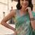 Green blended cotton woven saree with blouse
