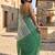 Green blended cotton woven saree with blouse